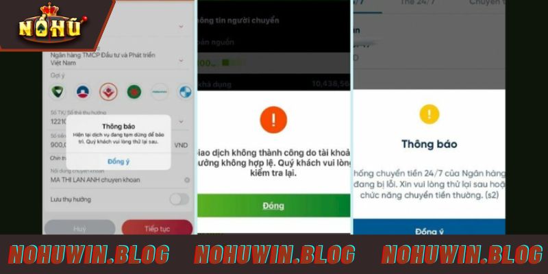 Lỗi ngân hàng đang bảo trì không thể giao dịch