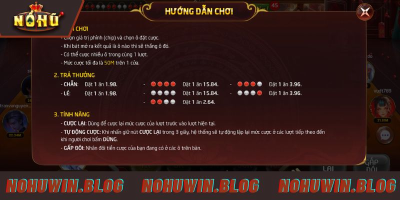 Quy tắc của trò chơi xóc đĩa online NOHUWIN